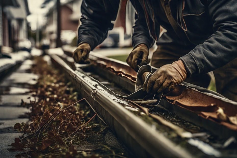 main repairing a gutter