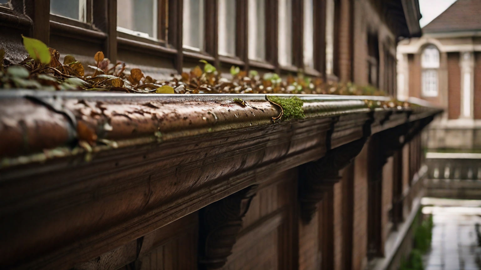 gutters in historical building