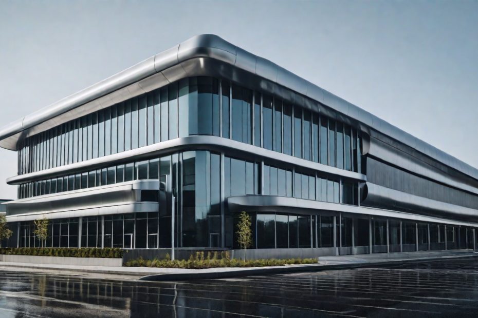 modern building with big gutters,